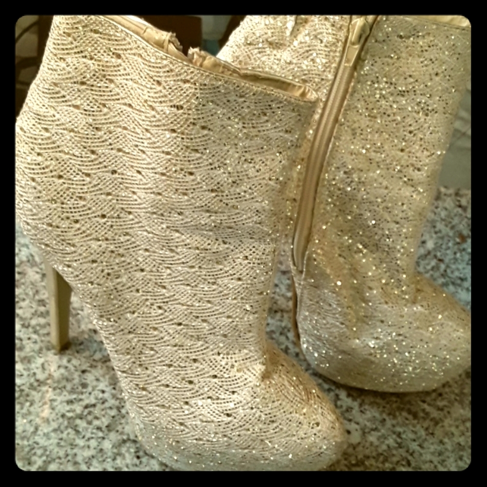 Glitter heel boots